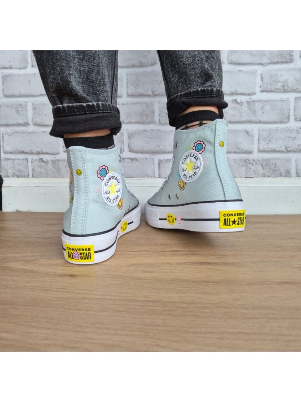 Converse Chuck Taylor Lift Platform Smiles 8 Womens Shoes Sneakers Blue A16296C - Picture 5 of 10